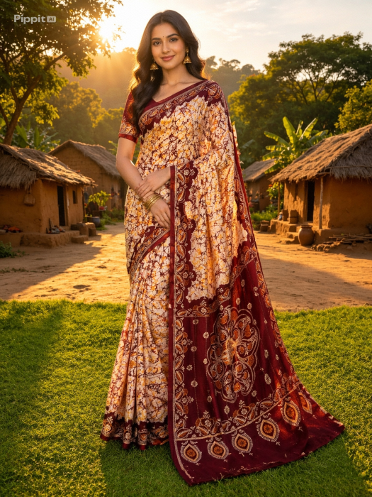 Santiniketani Batik Saree