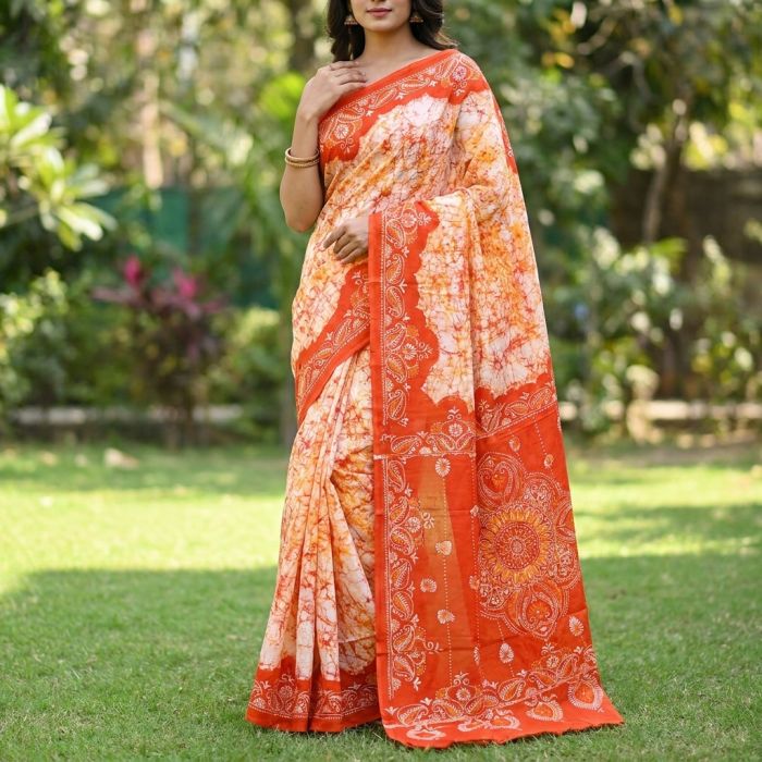 Santiniketani Batik Saree