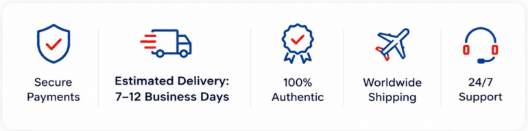 Secure Payments, Fast Delivery, 100% Authentic, Worldwide Shipping, 24/7 Support